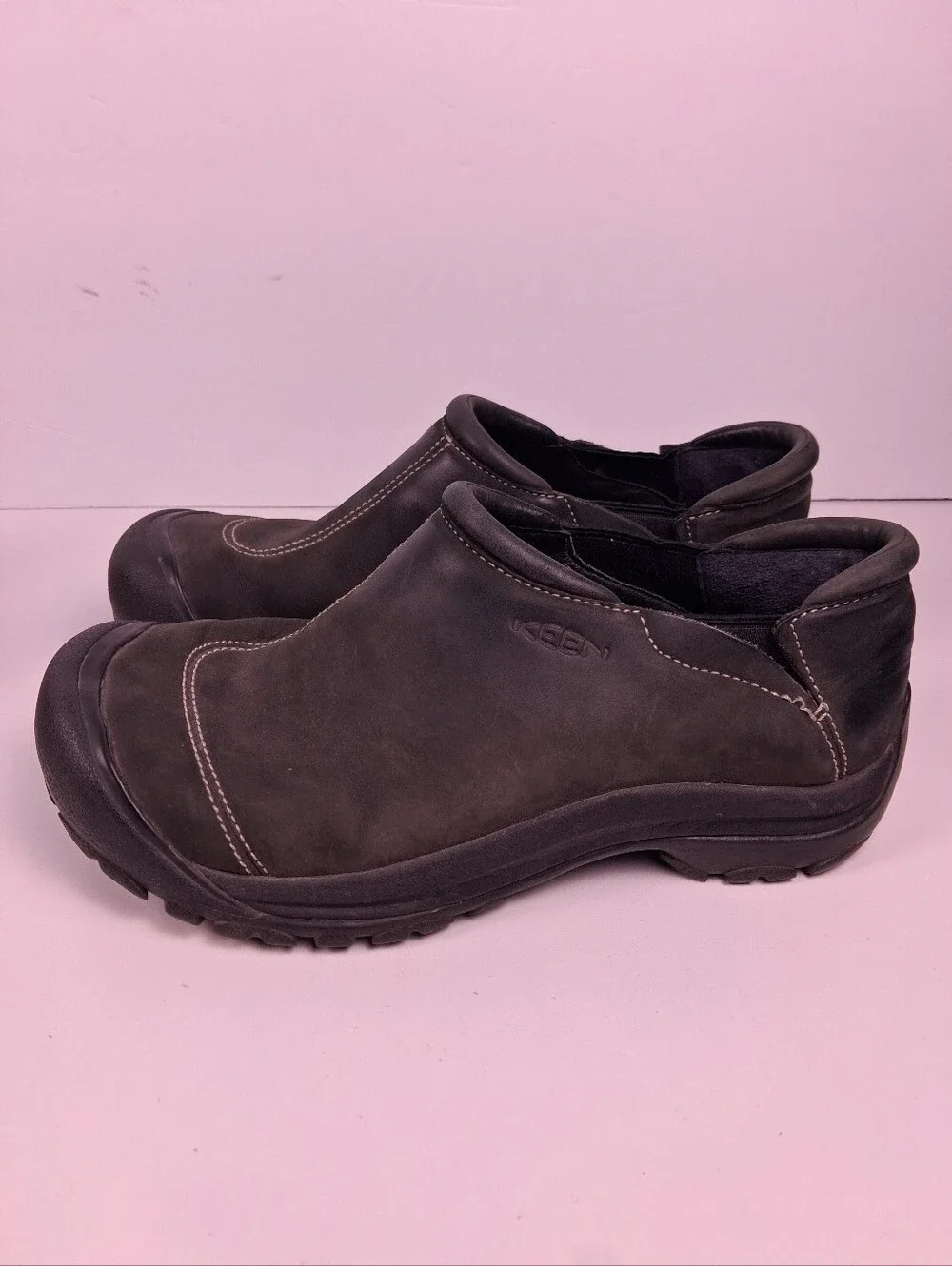 KEEN Ashland Shoes Clogs Mens 11 Black Leather Casual Slip On Comfort Gorpcore